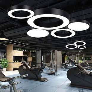 圆形圆环吊灯LED创意个性 办公室店铺大堂工业风圆圈工程环形灯具
