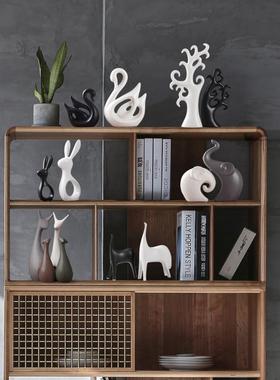 北欧风格家居餐桌创意陶瓷小鹿摆设电视柜玄关客厅酒柜装饰品摆件