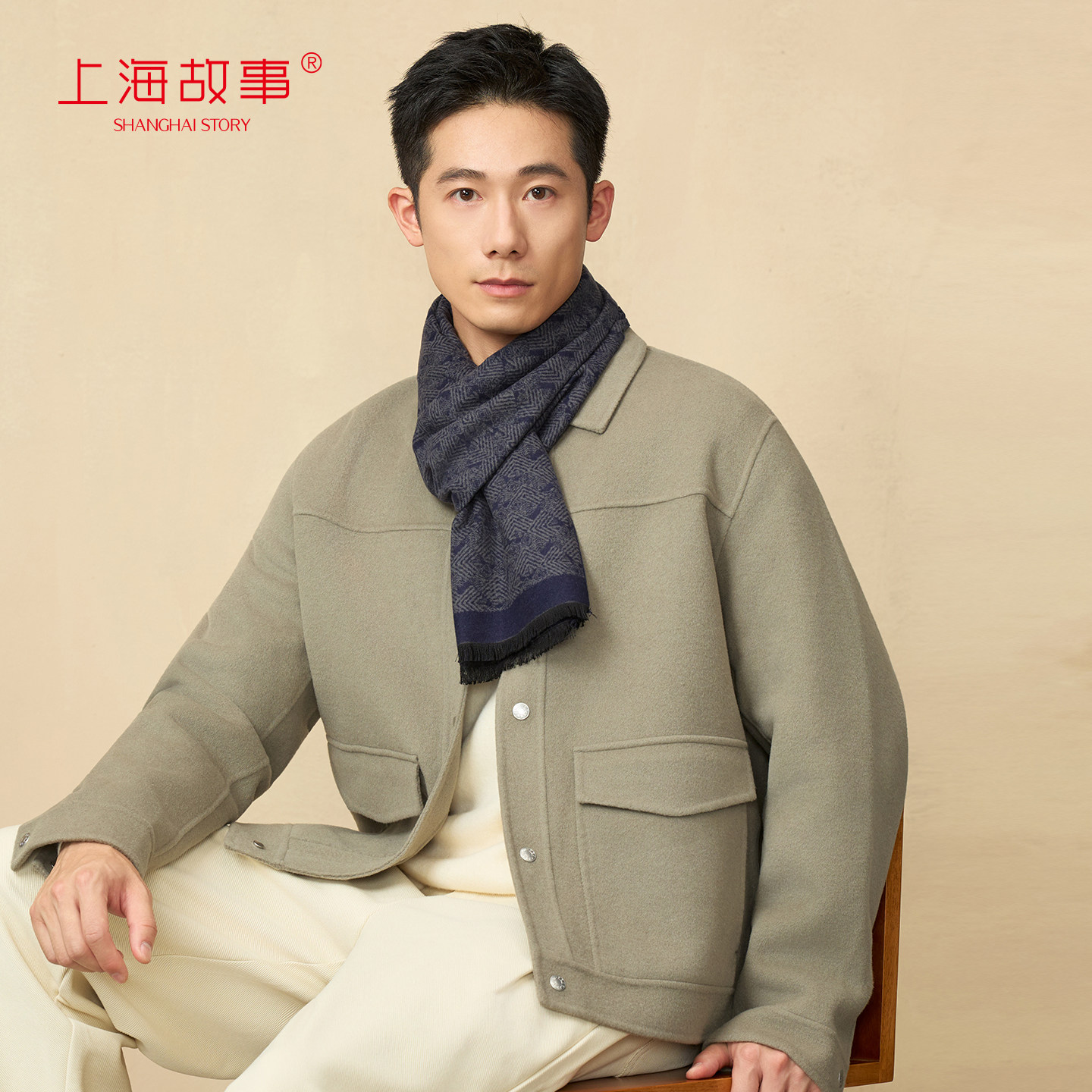 上海故事2026秋冬季真丝绒围巾加厚保暖百搭桑蚕丝御寒围脖送长辈