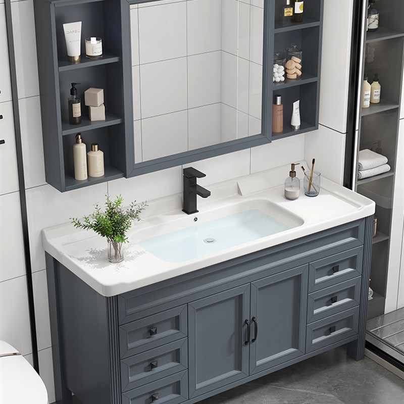 北欧风落地式浴室柜组合卫生间洗漱台一体L陶瓷盆洗手盆柜洗脸池