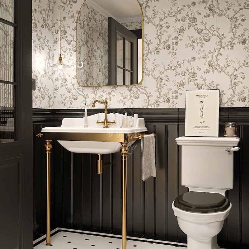 轻法式卫生间瓷砖 奶油风海基布花砖厕所墙N裙墙砖仿墙纸厨房地砖