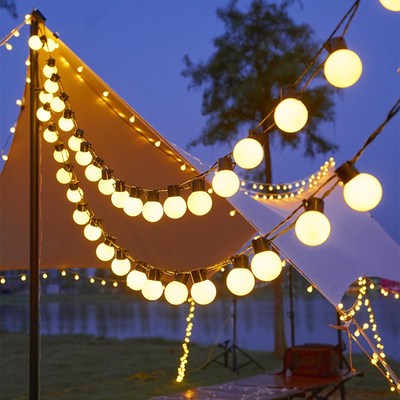 户外露营装饰灯天幕帐篷布置氛围灯防水太阳O能灯串彩灯闪灯野营