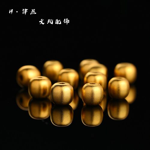 古法镀24K老型桶珠文玩diy配件