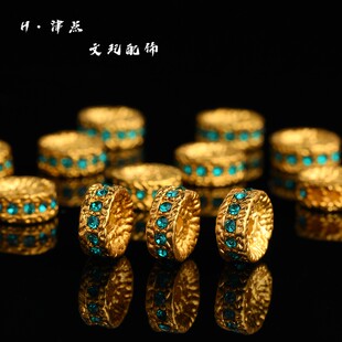 精工镀24K熔岩隔片卡环猴头凤眼星月菩提百香手串配珠DIY文玩配饰