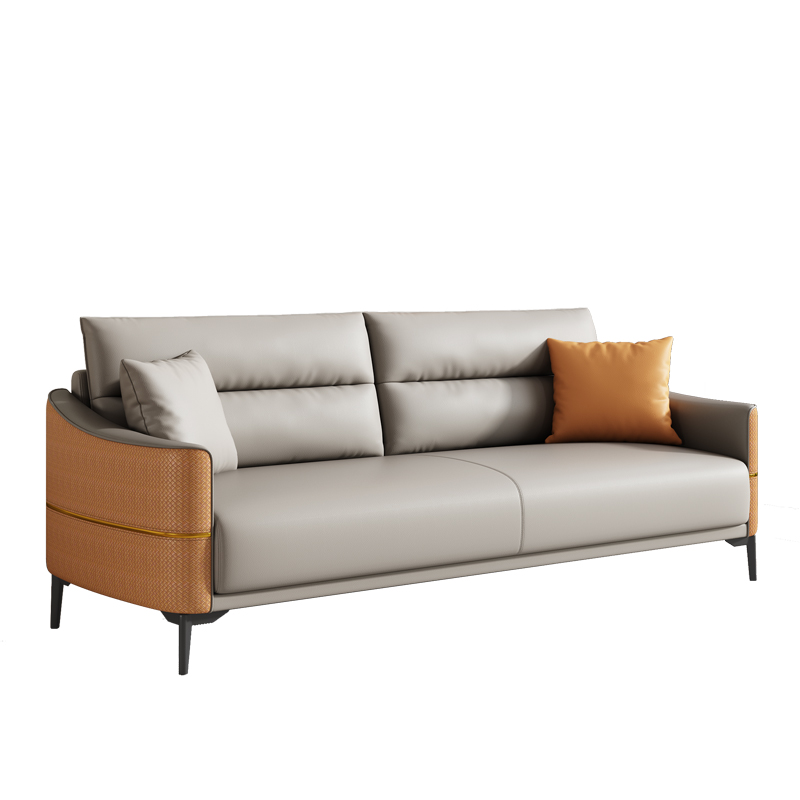 办公室沙发简约现代三人位皮艺商用休闲小型商务会客茶几组合套装