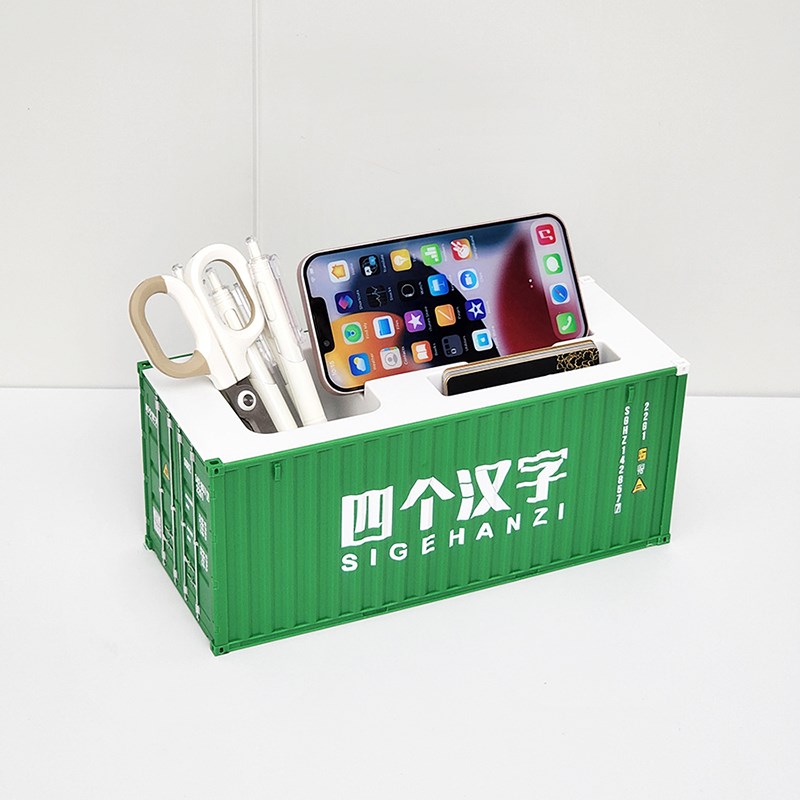 可定制logo图案1:24塑料集装箱模型笔筒名片盒手机架玩具礼品摆件