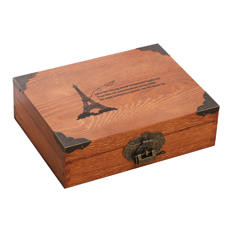 复古中国风小木盒子收纳盒木质带锁密码首饰盒古风饰品百宝箱精致