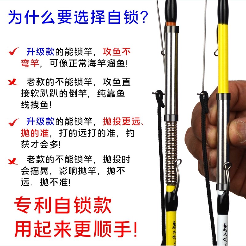 2023新款升级自锁自动弹簧竿小自动钓鱼弹竿套装袖珍可携式自弹海