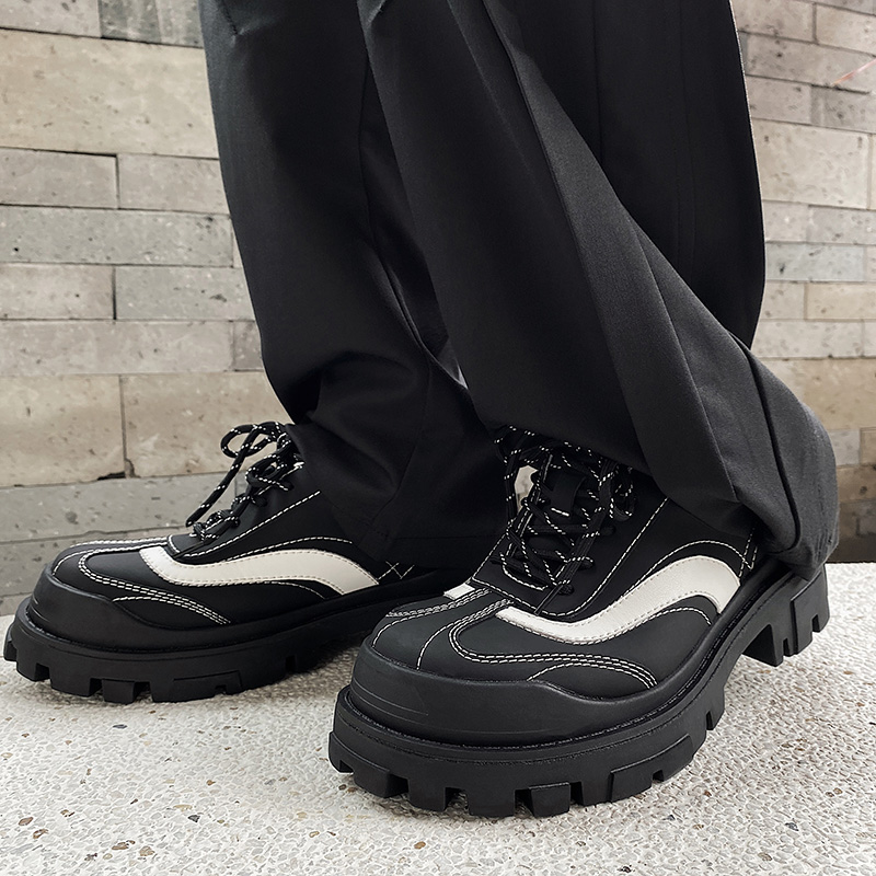 小众设计厚底百搭德比鞋子男士日系潮流英伦休闲皮鞋男高级感潮鞋