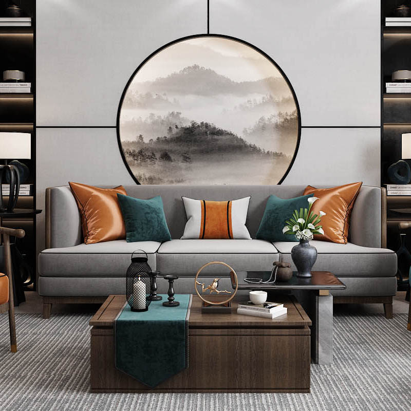 新中式实木现代轻奢禅意别墅酒店客厅沙发组合小户型简约家具高端