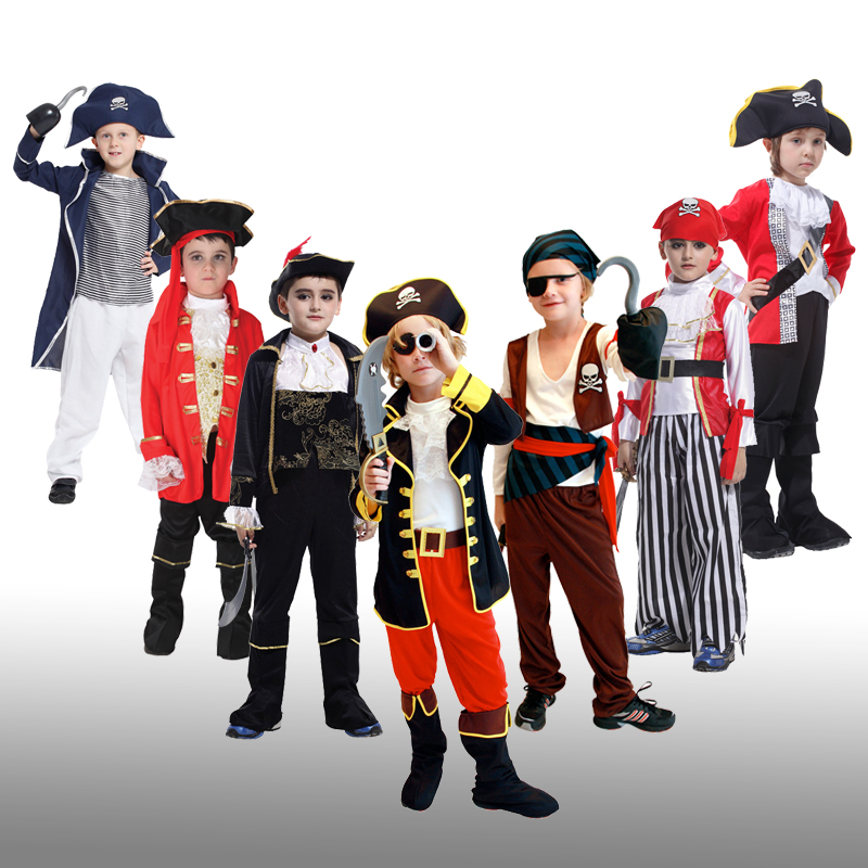 万圣节海盗服装儿童男女COS杰克虎克船长海盗刀眼罩钩子火枪道具
