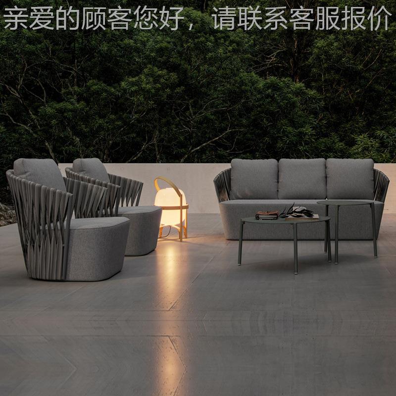 境户外跨沙家具庭院民宿墅藤椅沙发阳97别台休闲发藤编沙发茶几组