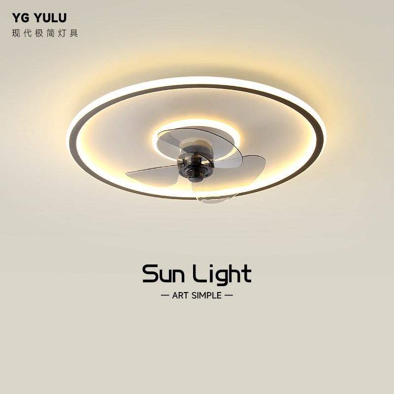 卧室吸顶风扇灯2024年新款简约现代创意花朵儿童房间灯一体电扇灯