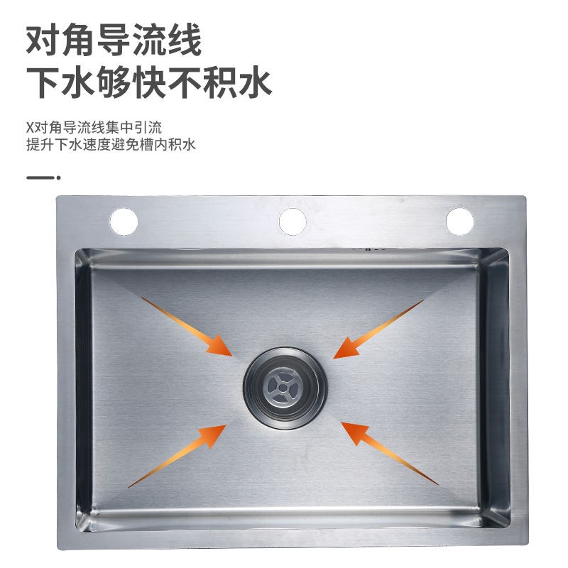 304纳米不锈钢厨房洗菜盆洗碗池水槽大单槽家用洗碗槽带龙头全套
