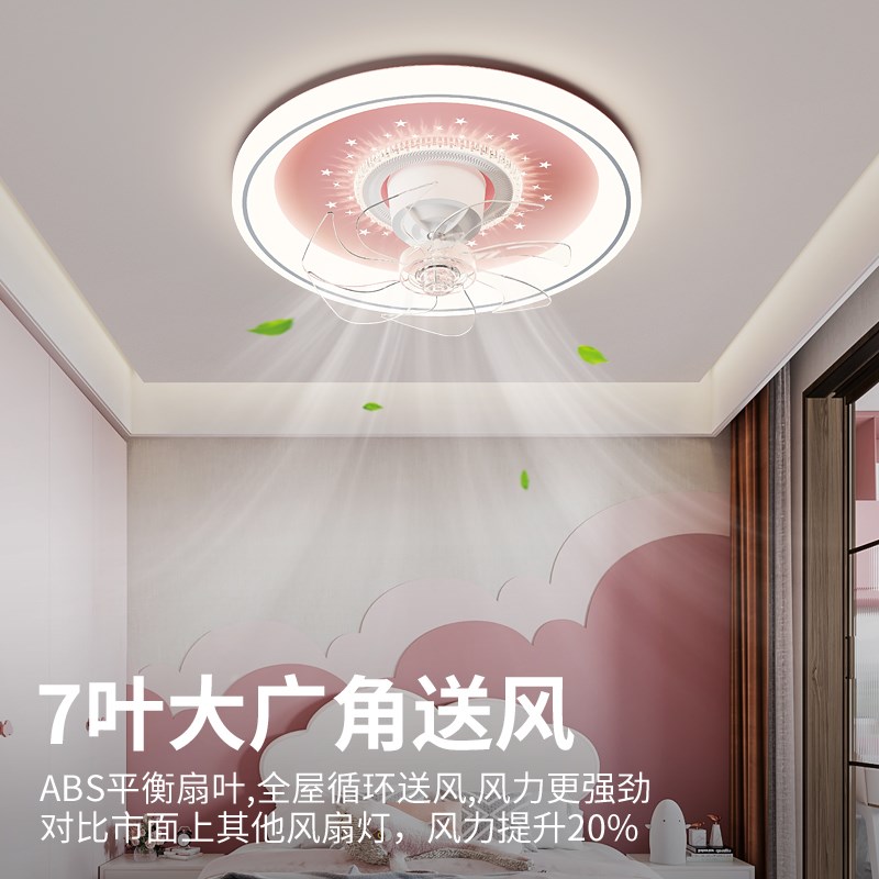 卧室风扇灯2024现代简约儿童房灯智能家用主卧室摇头吸顶风扇灯具