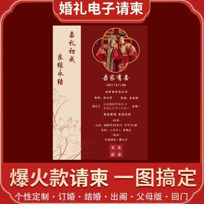 邀请函出阁回单页门请柬图片定制订婚婚礼高清电子版父母版婚礼