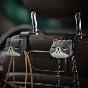 饰用品大全 创意小猫汽车挂钩女可爱卡通座椅背通用挂勾一对车内装