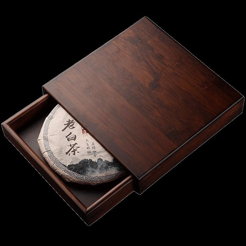 叙锦竹制茶饼盒实木分茶盘普洱茶具配件高档饼茶盒开茶工具茶钳刀