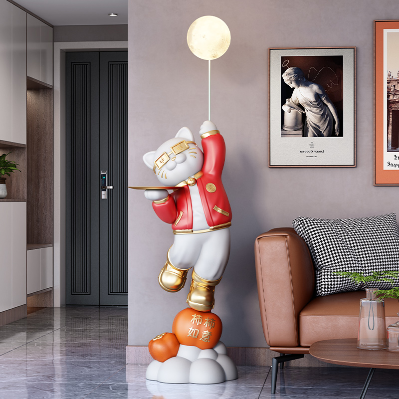 事事如意招财猫电视柜旁收纳摆件客大型落地厅家居开业礼物装饰品