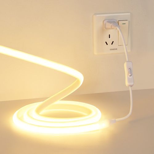 110v伏led灯带自粘COB插电款带开关卧室床头长条超亮氛围软灯条