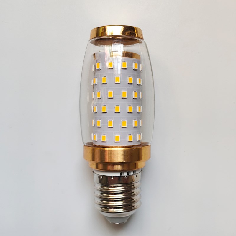 无频闪超亮火箭LED灯泡e27e14螺口家用玉石水晶吊灯柱形玉米灯泡
