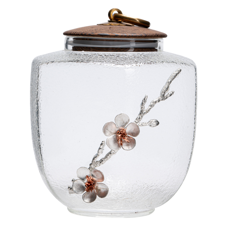 馨玉坊玻璃茶叶罐大号杂粮储物花茶透明密封罐实木盖功夫茶具家用