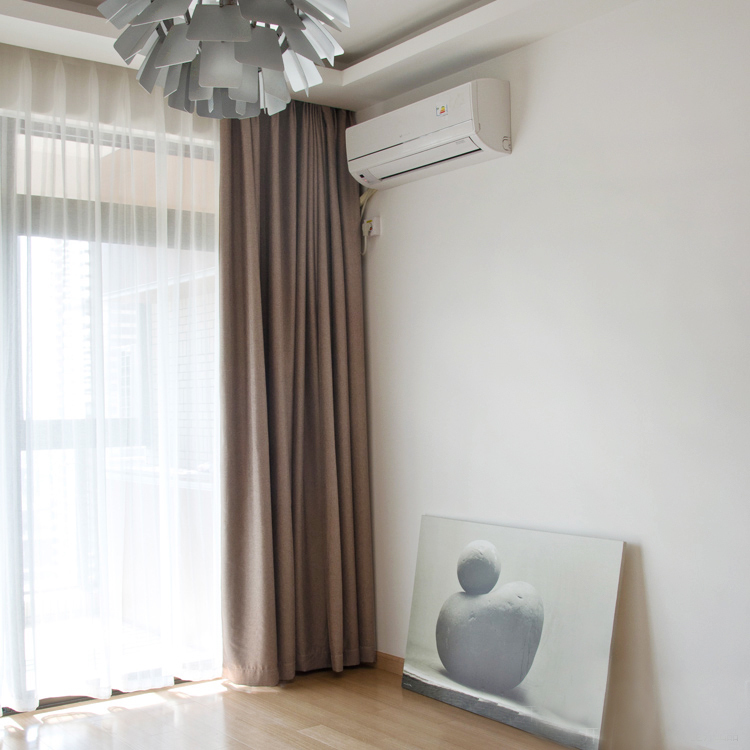 呈开现代简约条纹窗纱布艺纱帘客厅卧室书房飘窗纱帘梵初白色竖纹