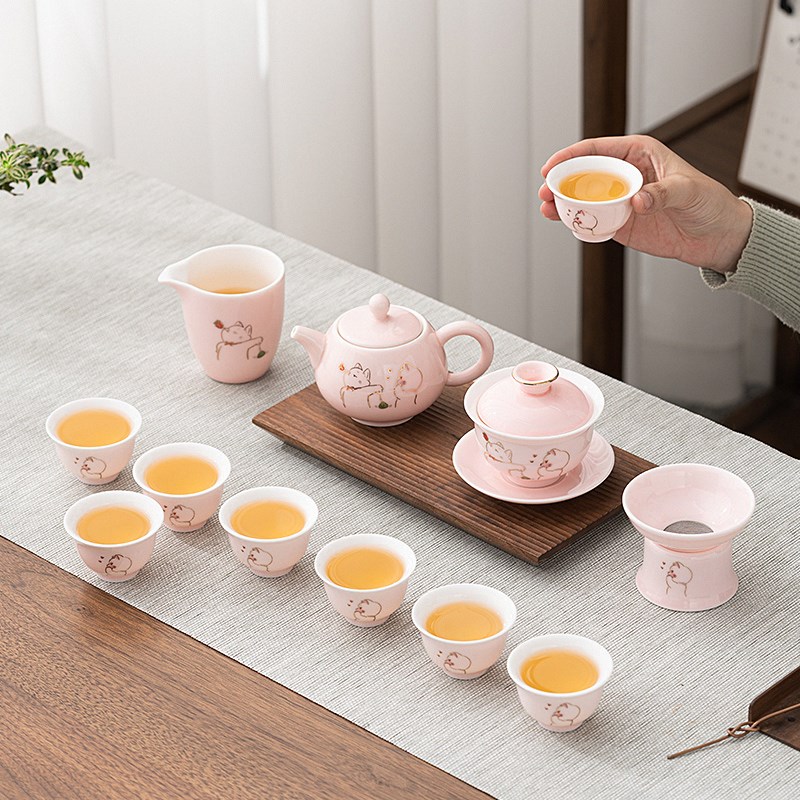 羊脂玉白瓷色釉茶具套装家用陶瓷简约客厅泡茶盖碗茶杯茶壶礼盒装