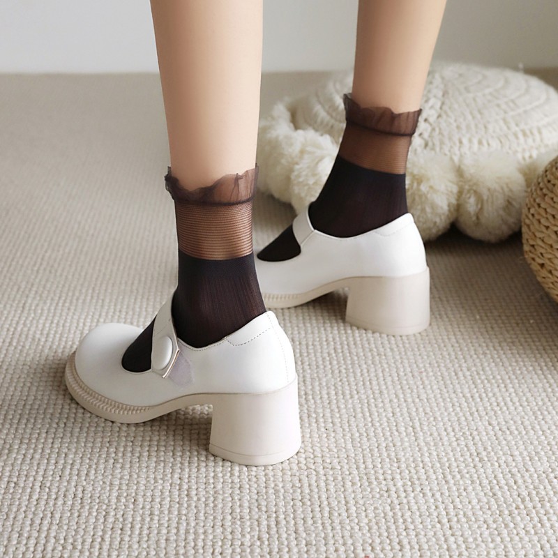 复古玛丽珍高跟鞋女2021新款晚晚风温柔鞋粗跟百搭V学生厚底单鞋