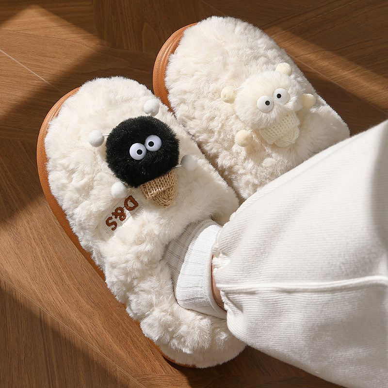 棉拖鞋女士冬季2023新款可爱包跟室内家居踩屎感S厚底保暖毛绒棉