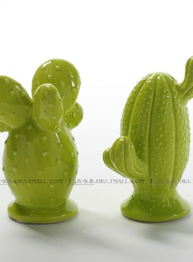 陶瓷小摆件绿色白色黄色仙人掌z造型 书桌卧室亮色配套卡通阳光房