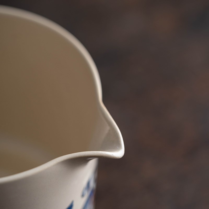 三木茶器大号茶海青花瓷 复古手作草木灰M釉公道杯功夫茶具分茶器