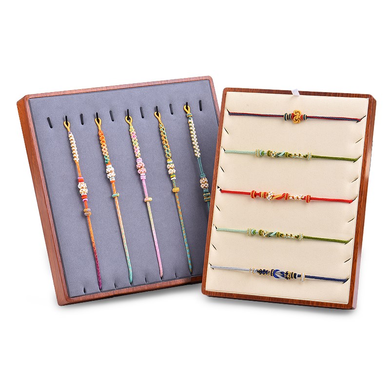 手工编绳展示道具手绳托盘木纹皮中国G结文昌结平安结绳艺展示道