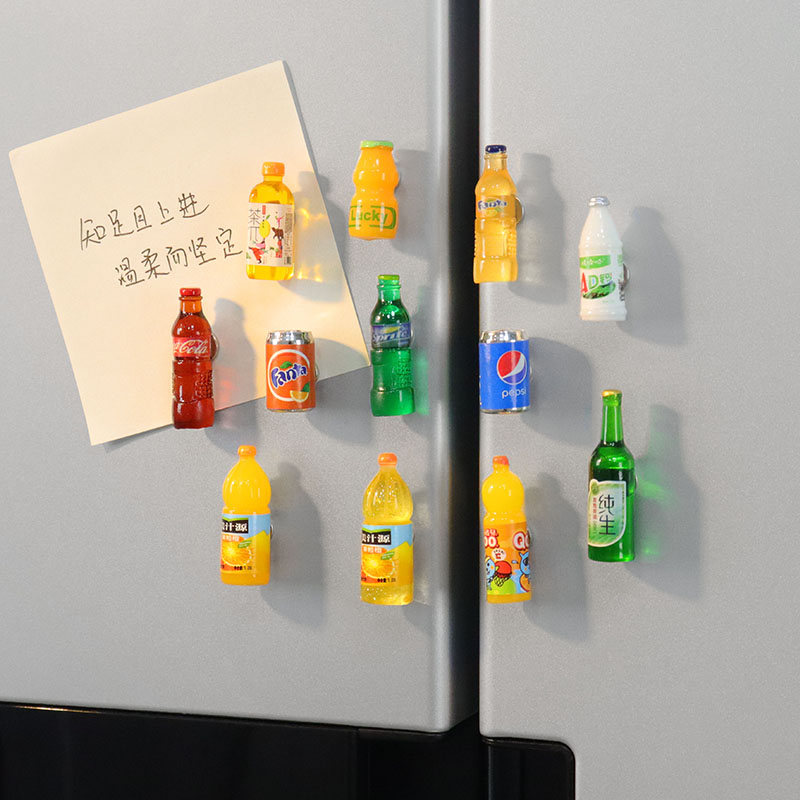 迷你小酒瓶磁性冰箱贴3D立体饮料瓶磁铁装饰可爱仿真啤酒瓶吸铁石