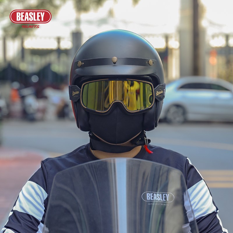 EY比斯力复古头盔男半盔女夏巡航踏板机车四分之三盔