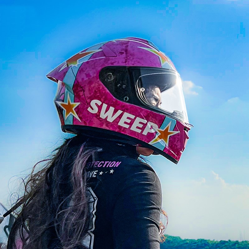 EEP骑行头盔玻纤女M8男碳纤机车全盔大尾翼3C四季通用