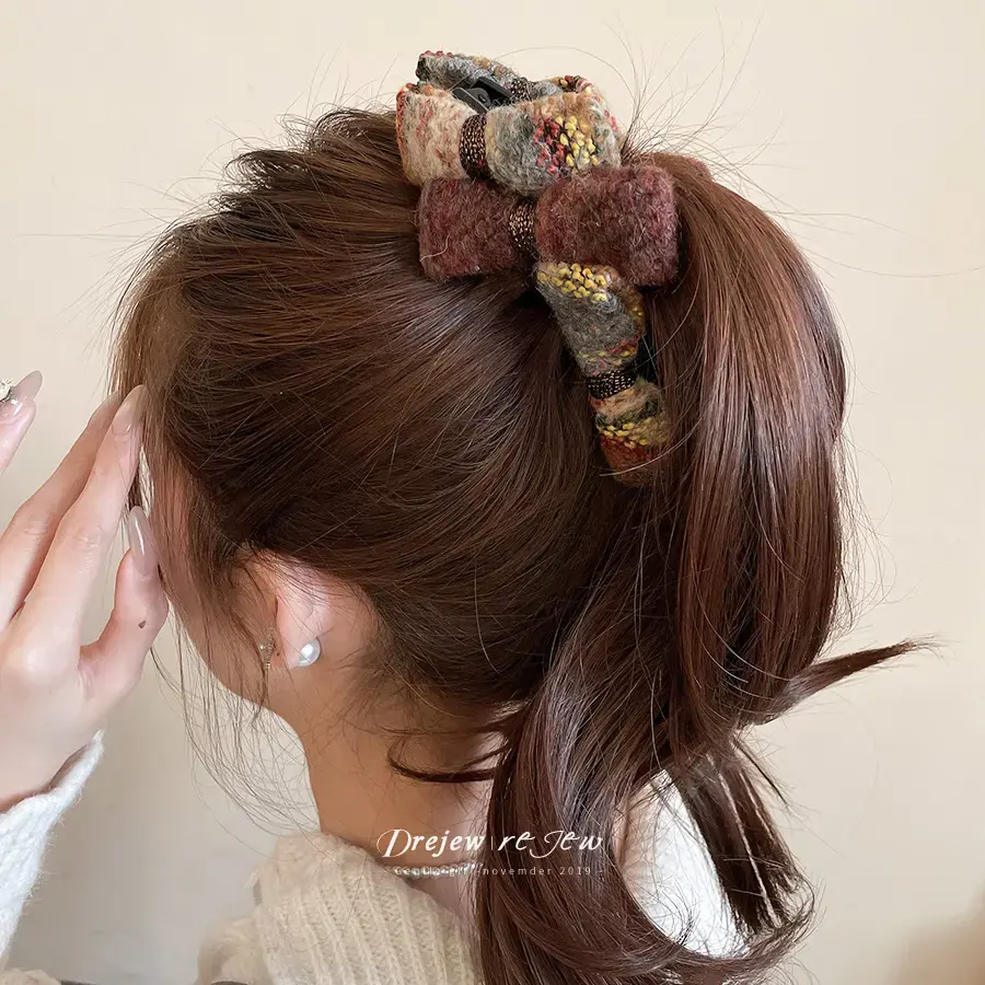 复古蝴蝶结抓夹女高级感2025新款鲨鱼夹大号发量大后脑勺头饰lx