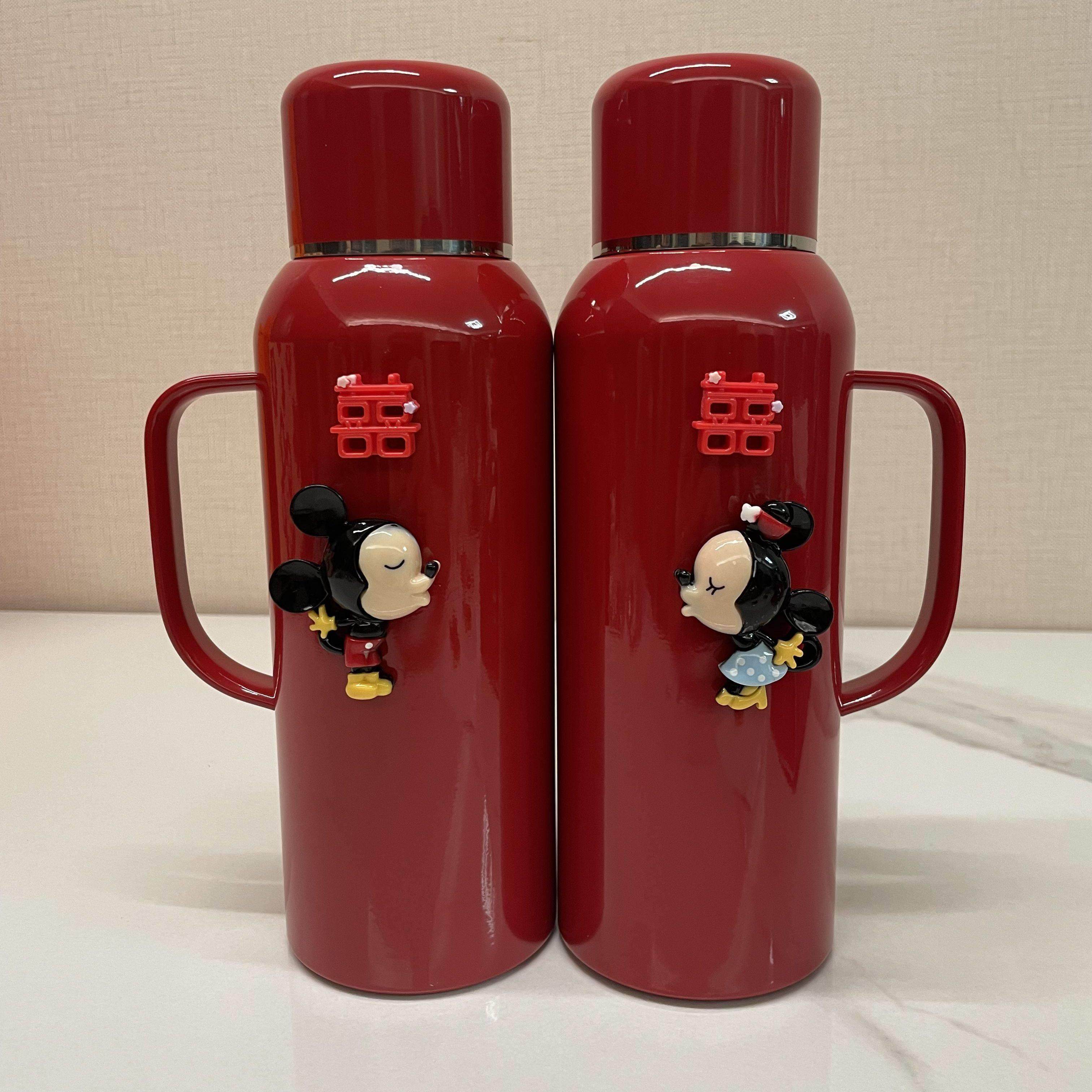 保温壶家用水壶结婚陪嫁一对嫁妆送新人礼物红色热水瓶不锈钢