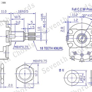 18MM金色铜轴电吉他贝司大电位器音量C音色电子开关旋钮500K 250K