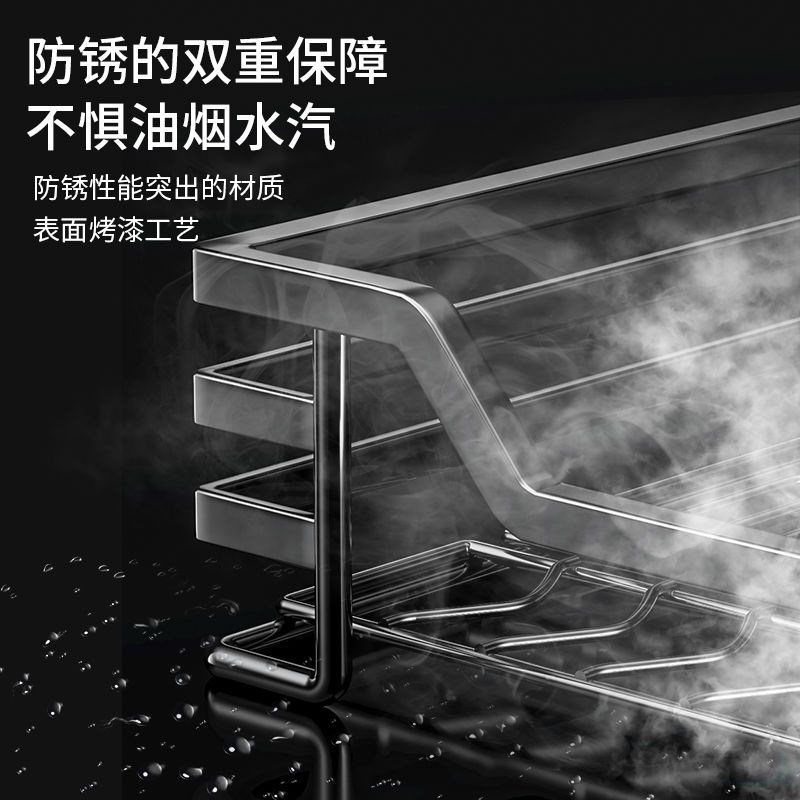 304不锈钢拉篮橱柜内收纳抽屉式厨房P拉篮碗篮碗碟架双层