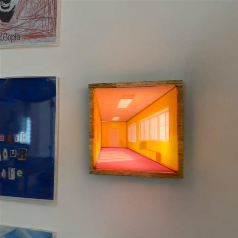 3D裸眼视觉h小夜灯壁灯客厅家用轻奢木质免打孔壁挂高级氛围灯