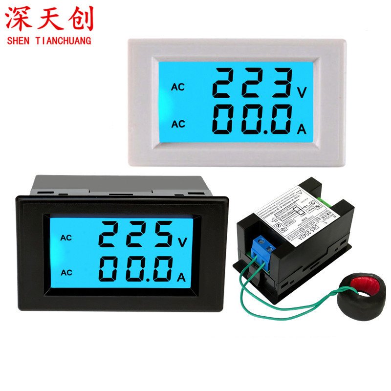 D85-2042A 双显双色液晶数字交流电压表数显电流表 80-500v 100A