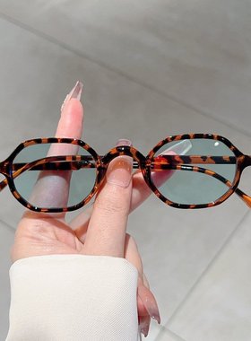 跨境新款复古玳瑁色圆形小框时尚太阳镜欧美潮流个性韩版防晒墨镜
