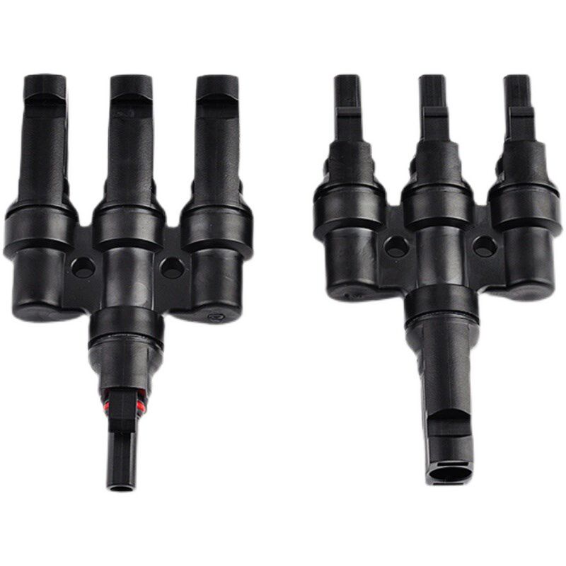 T型四通MCf4光伏连接器直流专用插头太阳能电池组件一分三并联接