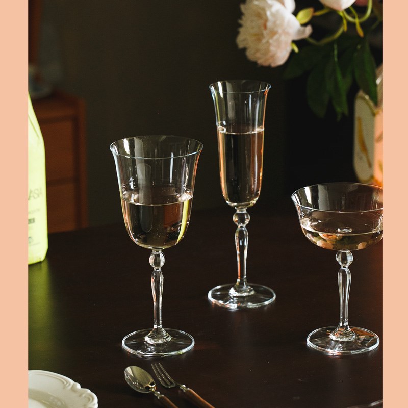 法式优雅 轻薄玻璃o高脚杯 香槟杯 鸡尾酒杯 葡萄酒杯水杯复古