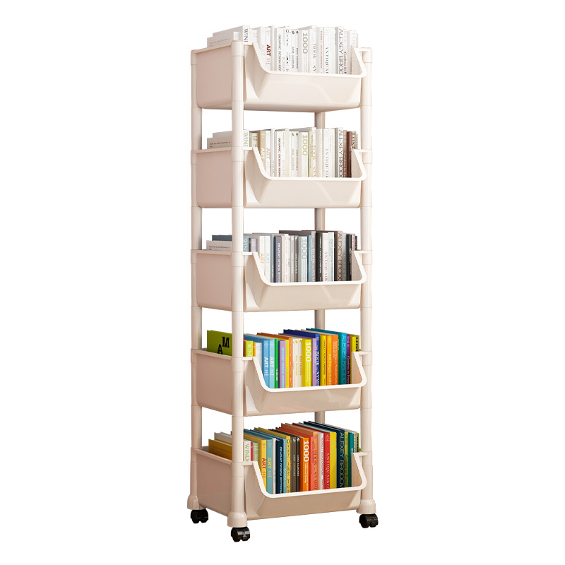 书架置物架落f地多层收纳层架小推车可移动带轮一体靠墙简易家用