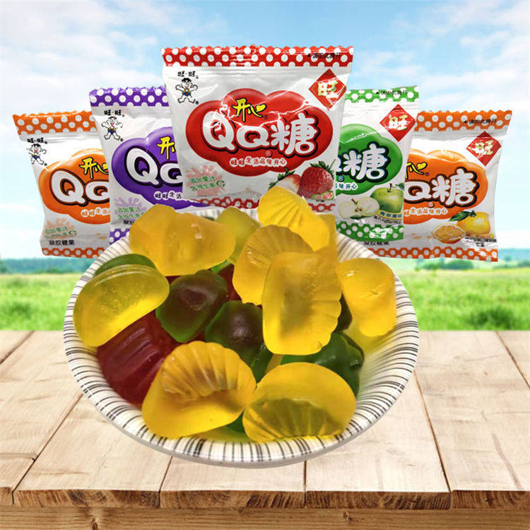 旺仔QQ糖袋装水果味果汁软糖儿童橡糖皮喜糖果休闲零食小吃