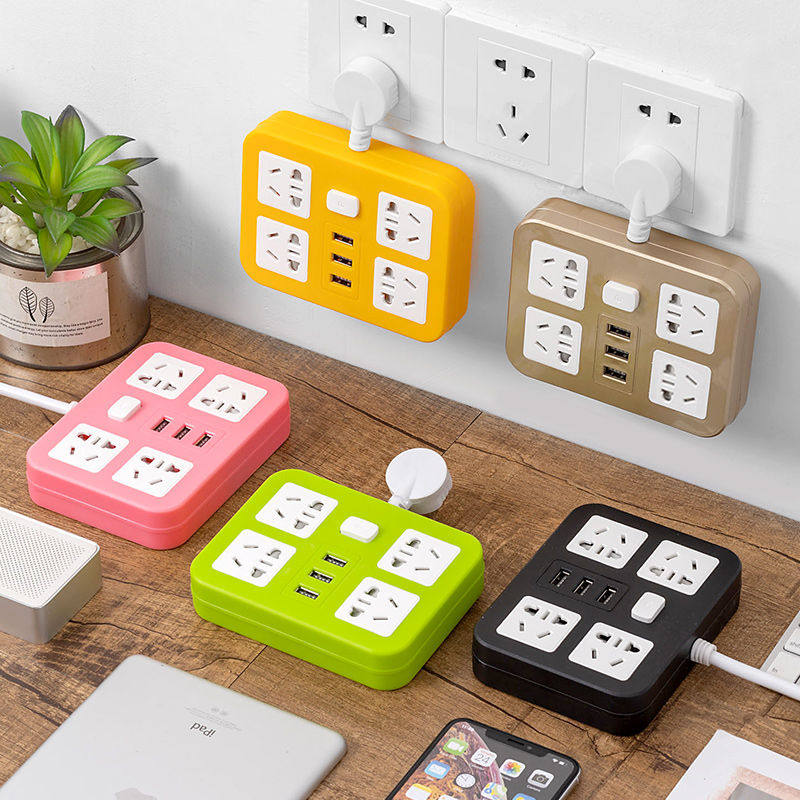 插座转换器家用插多孔插座插排插板多功能一转O二多用带线智能USB