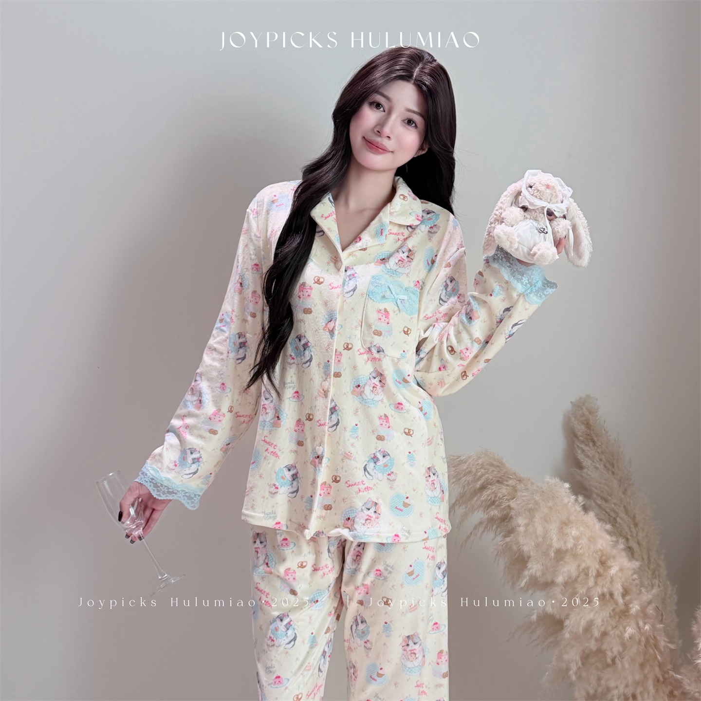 「JoyPicks」爱丽丝小猫 海岛绒睡衣女秋冬季加绒可爱家居服套装,女士内衣/男士内衣/家居服,睡裙,淘宝优惠券,粉丝福利购,淘宝优惠卷