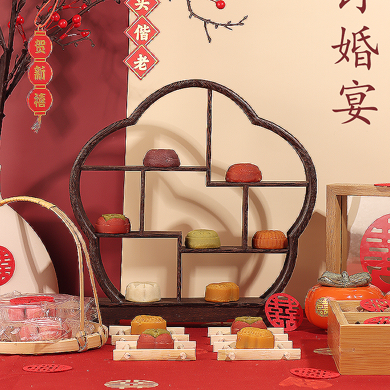 订婚宴糕点摆台结婚点心布置装饰摆件甜品台喜饼婚房中式婚庆婚礼